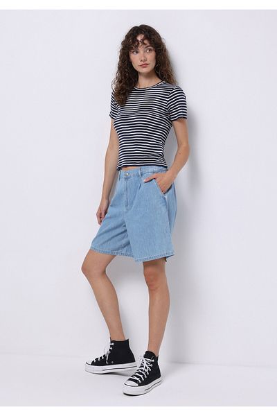 Colin's Pantaloni scurți de damă, drepti, cu talie înaltă, gri