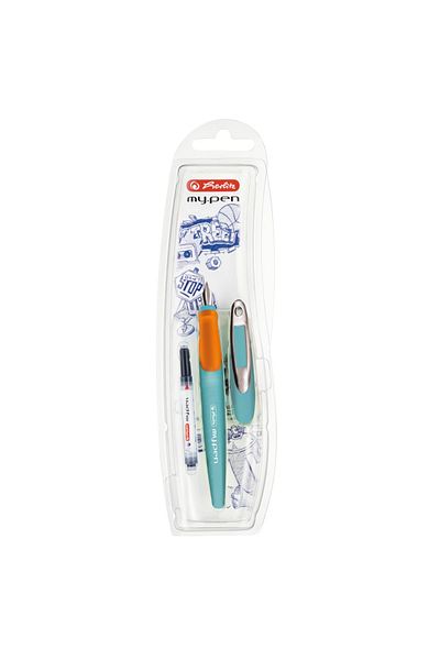 Herlitz My.Pen fountain pen, M nib, turquoise/orange - blister