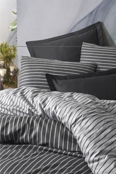 Cotton Box Anthracite Bamboo Double Duvet Cover Set