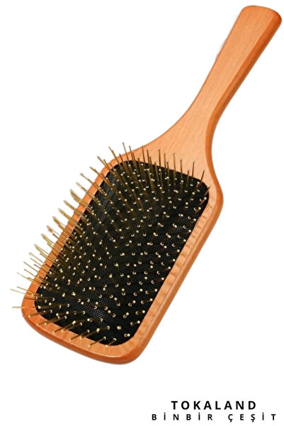 TOKALAND Bambu Şaç Fırçası - Dolaşık Saç Açma Tarama Fırçası - Çelik Uçlu Saç...