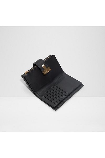 Aldo Ormeside - Women's Faux Leather Black Top Zipper Wallet
