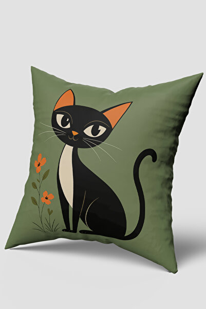 EsnafAli Husă de pernă drăguță, neagră, cu pisică figuri
