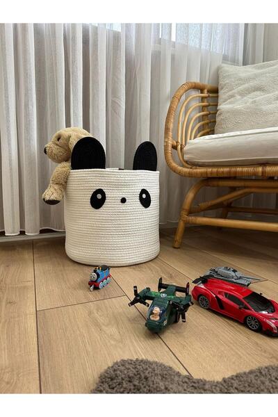 NuaCraft سلة ألعاب الباندا المزخرفة - سلة تنظيم - منظم غرفة الأطفال