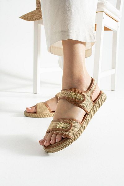 Oksit Lossa Straw Detailed Strappy Women's Sandals
