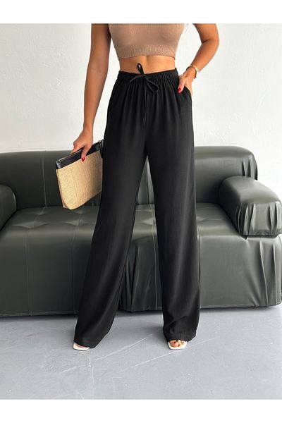 fiolin Soft Textured Loose Cut Linen Trousers