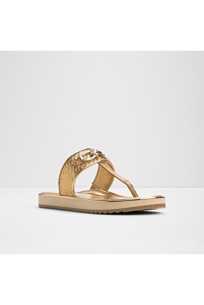 Aldo Lajolla - Γυναικείες φλατ παντόφλες από συνθετικό δέρμα χρυσό