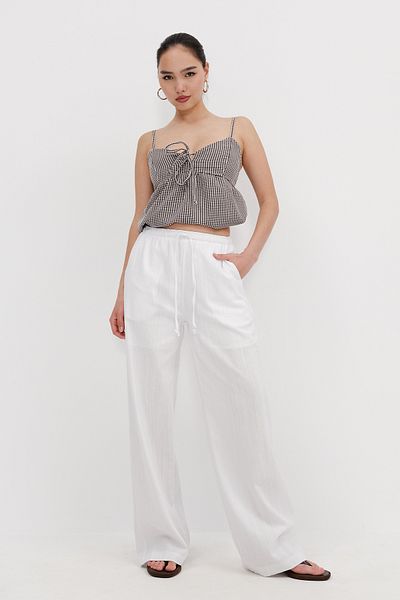 Addax Wide Leg Trousers with Elastic Waist Pn3721-Pnk