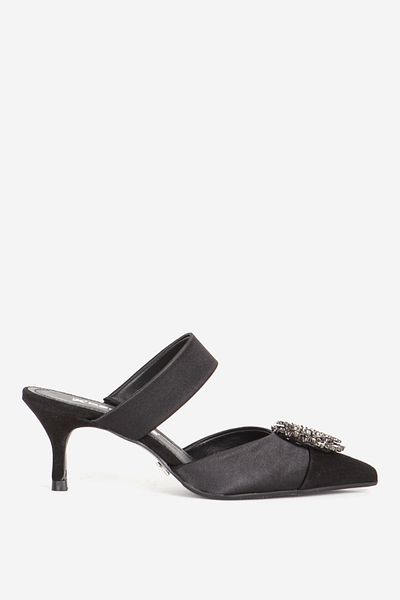 Dericlub Rochie de seara dama cu varf ascutit din piatra - Set papuci si pantofi Pl 984121   Negru