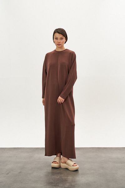 Mevra Front Stitched Modal Dress Brown
