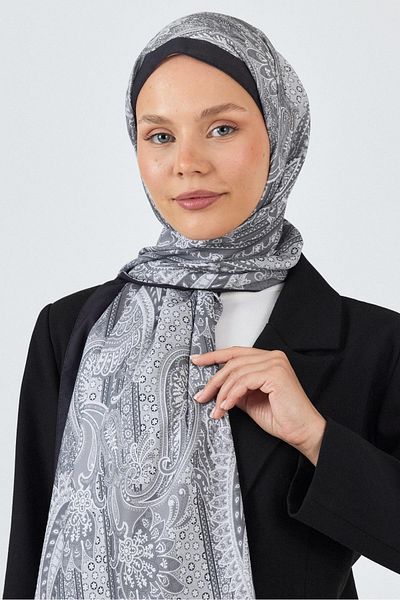 Rays Gray Ethnic Patterned Shawl 4012