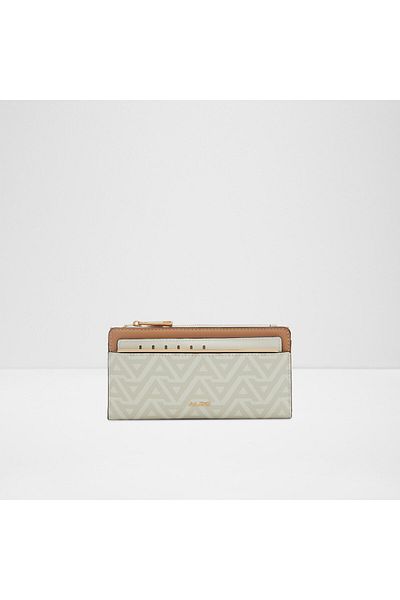 Aldo Ocoıssa - Women's Faux Leather White-Ecru Top Zipper Closure Wallet
