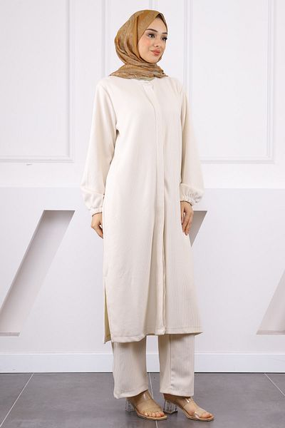 İmajButik Cream Corded Trousers Tunic Suit