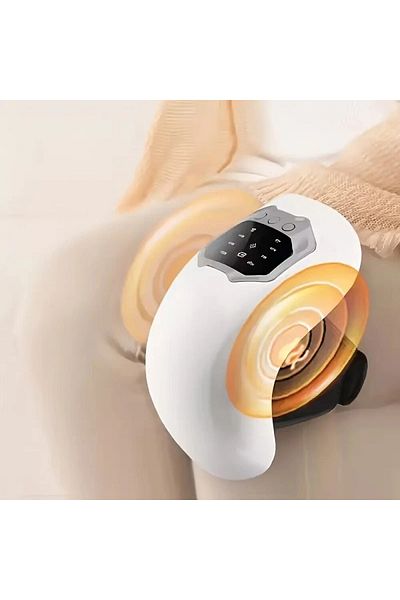 FOXMAG24 Knee massager, with vibration, heating, wireless, made of ABS, USB charging, black/white