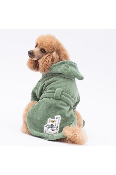 Pawstar Green Pattaya Bathrobe Dog Bathrobe-Dog Drying Towel- Cat Dog Outfit