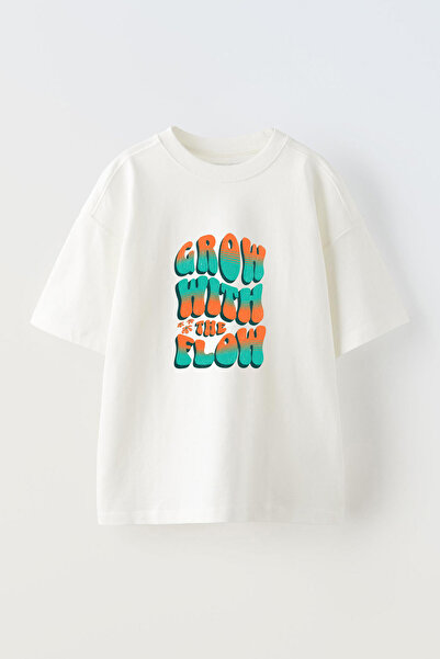 Anetos Μπλουζάκι Grow With The Flow Pre με τύπωμα Cotton White oversized