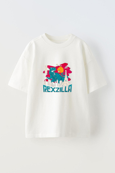 Anetos Μπλουζάκι ρετρό vintage ιαπωνικό μπροστινό με τύπωμα βαμβακερό λευκό o...