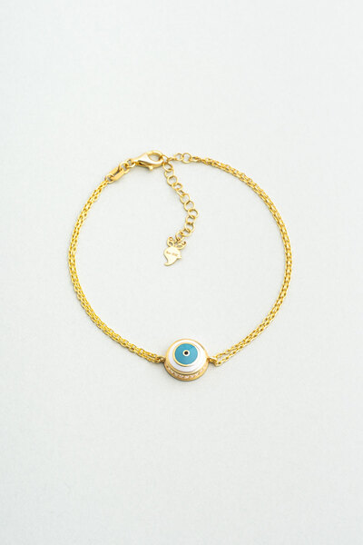 So CHIC... Ra'nın Gözü 18 Ayar Sarı Altın Kaplama 19 Cm Gümüş Bileklik