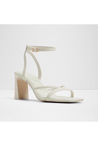 Aldo Stellare - Women's Genuine Leather White-Ecru Block Heeled Sandals