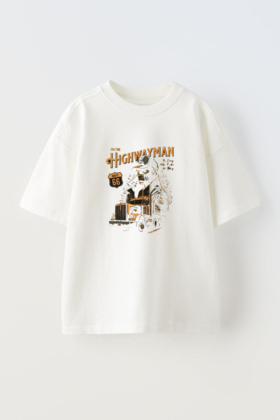 Anetos Μπλουζάκι The Highwayman Pre με τύπωμα Cotton White oversized
