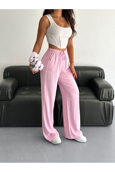 fiolin Soft Textured Loose Cut Linen Trousers