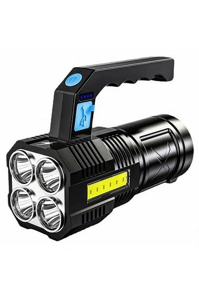 varioshop VarioShop® Portable LED Flashlight, 4 Lighting Modes, IPX4 Waterproof, Ba Level Indicator