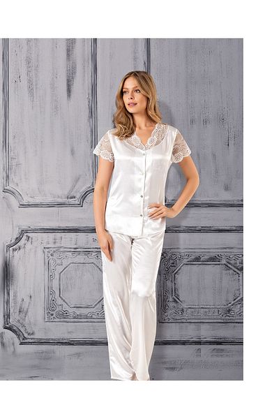 Angels Story Set pijama cu dantela din satin 1855 alb
