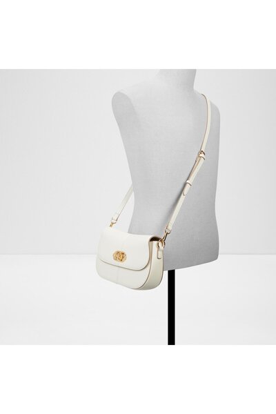 Aldo Ruyana - Women's Faux Leather White Twist Lock Closure Medium Shoulder Bag