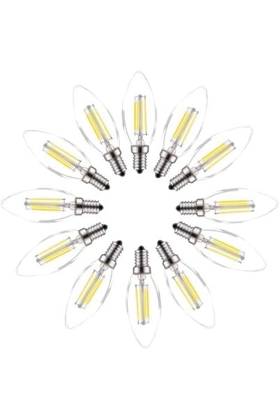 modi E14 4W Pack 10 Candle Bulb 40 Watt Equivalent LED Filament Light Bulbs Non-Dimmable Soft WW Cla