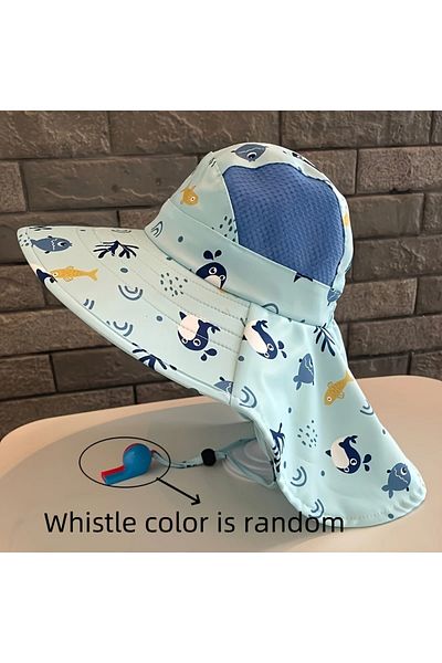 GlassySKY Детска (3-11 ГОДИНИ) шапка за слънце с голяма периферия, дишаща, Whistle Gift, за лятна плажна почивка