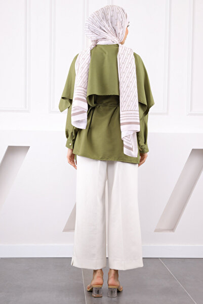 İmajButik Khaki Cape Detailed Judge Collar Shirt