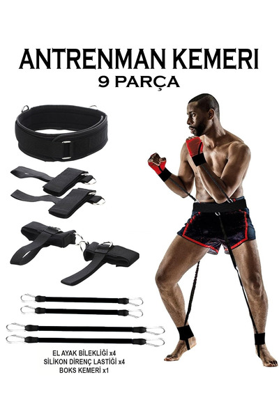 GAZELMANYA Boks Antrenman Kemeri Direnç Lastikli Antrenman Kemeri Direnç Lastiği Seti Egzersiz Lastiği Fitness