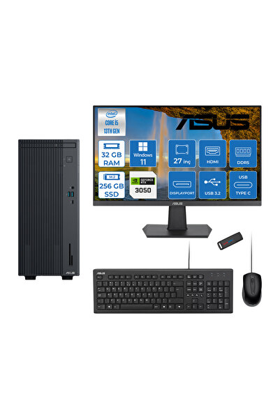 ASUS Expertcenter P500MV İ5-13420H 32GB 256GB SSD WIN11PRO 6GB/RTX3050 27" WM...