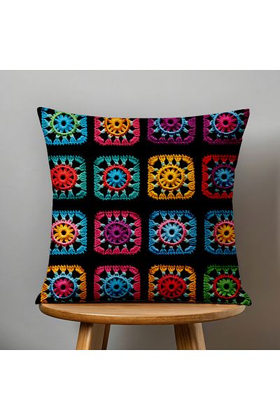 Filamente Double Sided Digital Printing Throw Pillow Cover Knitted Look Floral Pattern