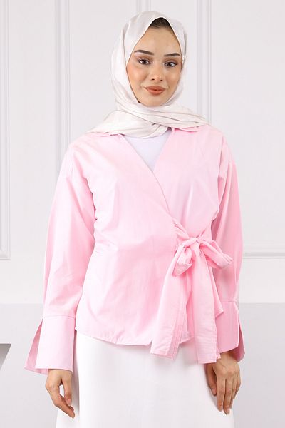İmajButik Πουκάμισο Dusty Pink Side Tie