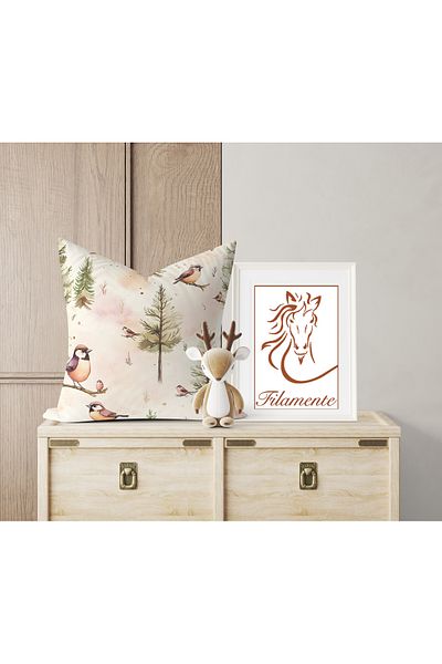 Filamente Double Sided Digital Printing Throw Pillow Cover Children's Room Bird Pattern