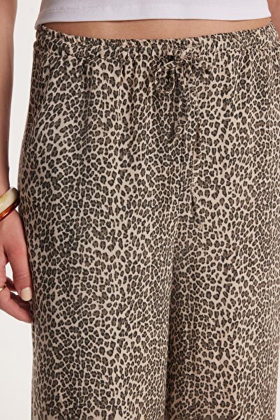 Tudors Women's Relax Fit Relaxed Cut Elastic Waist Lace up Printed Viscose Trousers