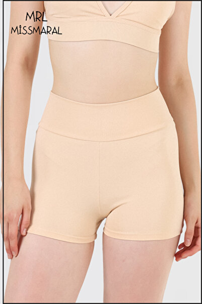 missmaral Kadın Ten Rengi İç Göstermez Yüksek Bel Mini Şort Günlük Kullanım Sıkılaştırıcı Fit Görünüm 1080