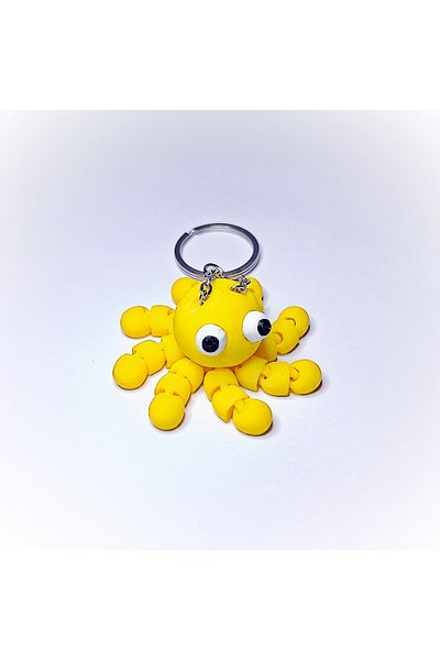 Doğal Tasarım Cute Octopus Keychain-Yellow Color- 3D Printing