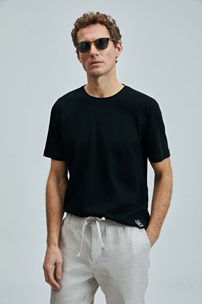 Lufian 111020259 Junya Erkek Basic Tişört Erkek T-Shirt SİYAH