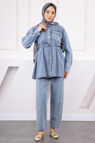 İmajButik Σετ παντελόνι μπουφάν Blue Stone