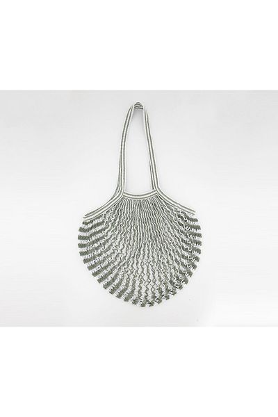 Tchibo Women Fishnet Shopper Bags 39 x 28 x 2 cm, Green and White
