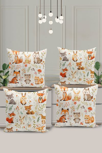 Filamente 4-Piece Double-Sided Digital Printing Throw Pillow Cover Children's Room