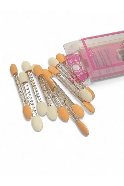 Floraglow 10-Piece Shiny Handle Double-Sided Eyeshadow Applicator - Sponge Tip Makeup Brush Set