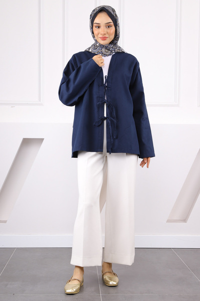 İmajButik Синій кімоно з переднім зав'язуванням