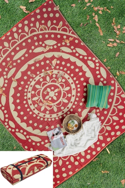 SİMEREV HALI HOME CONSEPT Plastik Halı Katlanabilir Çift Taraflı Plaj Kamp Pi...