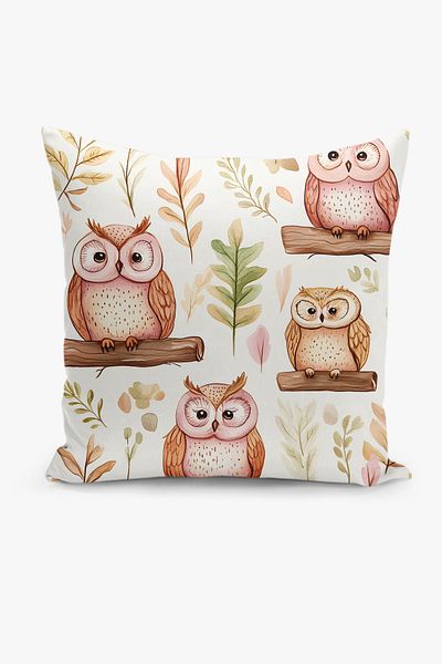 Filamente Double Sided Digital Printing Throw Pillow Cover Children's Room Owl Pattern