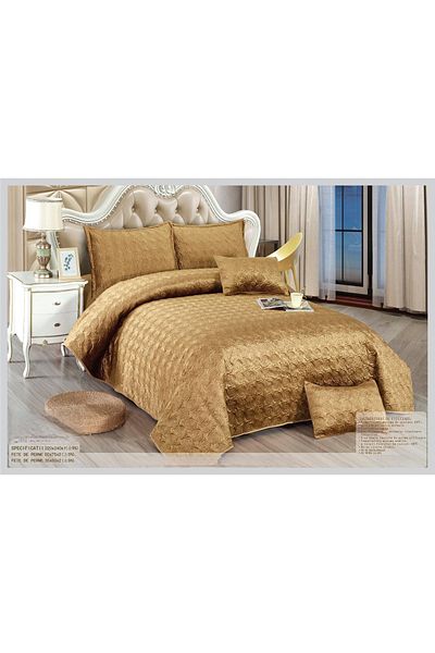 CHIRASO CHIRASO Velvet Duvet Cover Set, 5 Pieces, Duvet Cover 220 x 240 cm, 4 Pillowcases, Rusty Gold