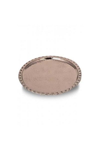 Tanemce Çaldıran Round Presentation Tray 34 cm Hand Forged Nickel