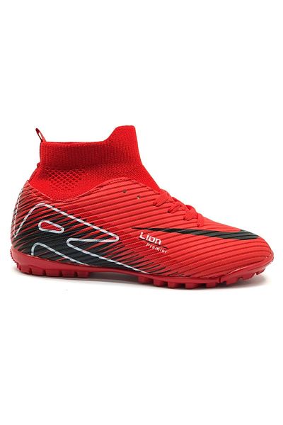 KOCAMANLAR Lion 507 Professional Men's Turf Field Shoes with Socks Red