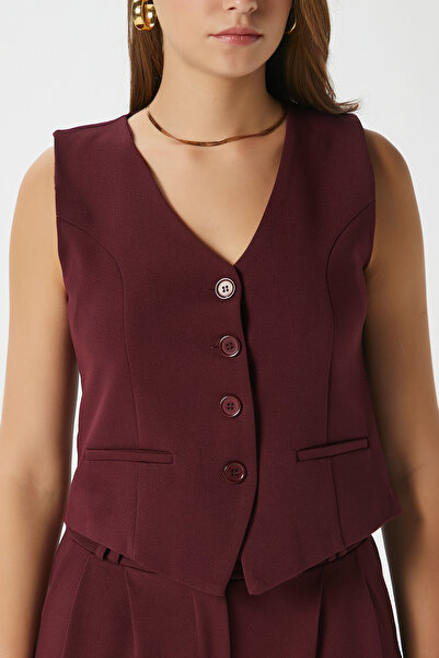 Ritnice Kadın Petra Bordo Yelek Likralı Pantolon Alt Üst Takım